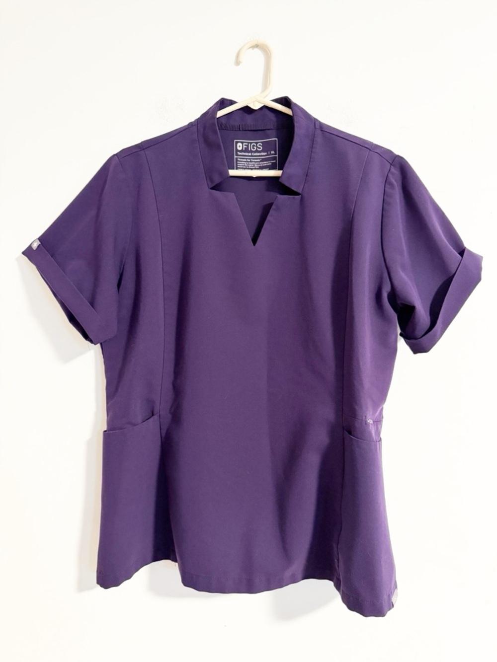 FIGS Purple Tunic Scrub Top Short Sleeve Technical Collection Women's XL